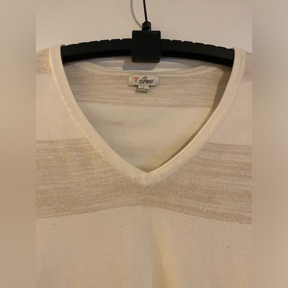 Guess Womens Knit Sweater Size S striped long sleeve V-neck - Picture 5 of 10